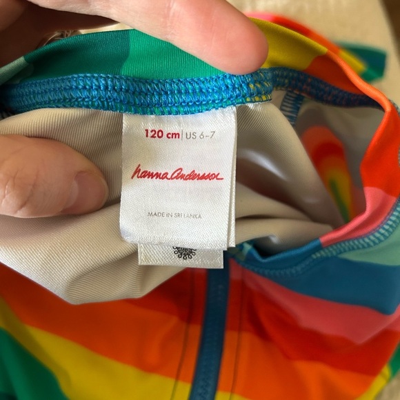 Hanna Andersson Multicolor Striped Kids Rashguard One Piece Sun Protection Zip - Picture 2 of 9